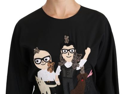Dolce &amp; Gabbana Schwarze #dgfamily Top T-Shirt Seidenbluse