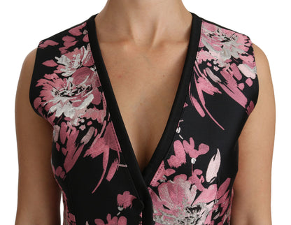 Dolce &amp; Gabbana Weste, Bluse, Top, Schwarz/Rosa, Blumenmuster
