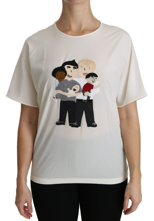 Dolce &amp; Gabbana Weißes #dgfamily Patch Kurzarm-Bluse