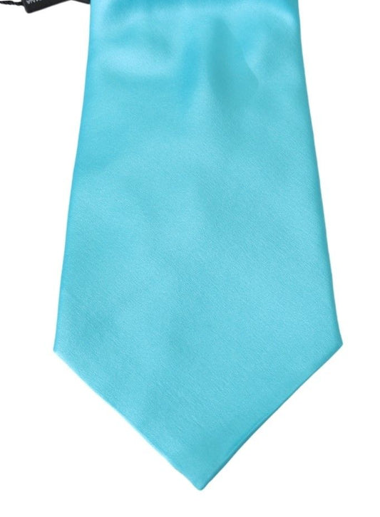 Dolce &amp; Gabbana Hellblaue breite Herrenkrawatte, Accessoire, 100 % Seidenkrawatte