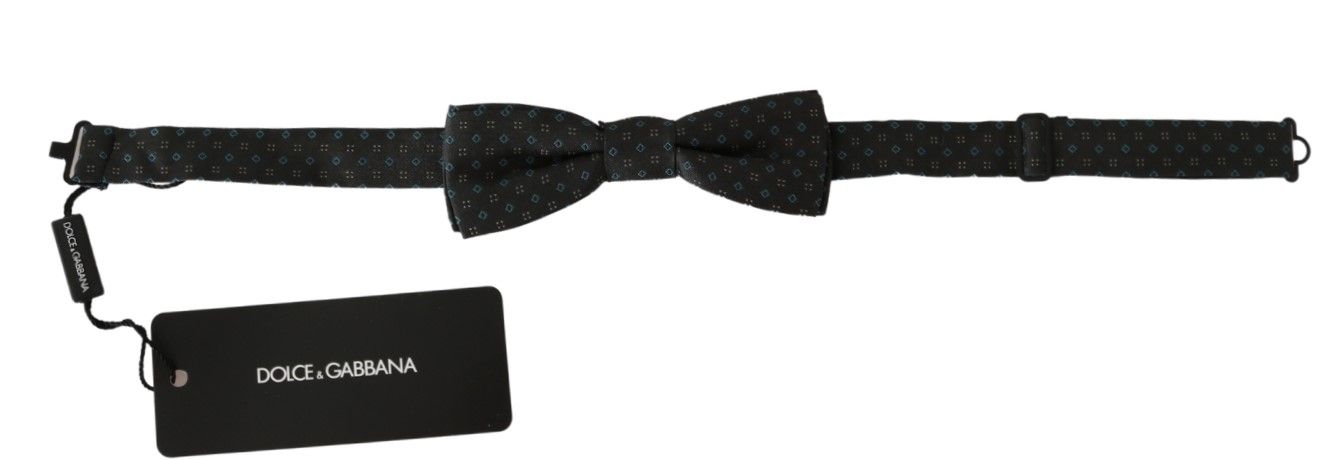 Dolce &amp; Gabbana Grau gemusterte Herrenkrawatte Papillon 100% Seide Fliege