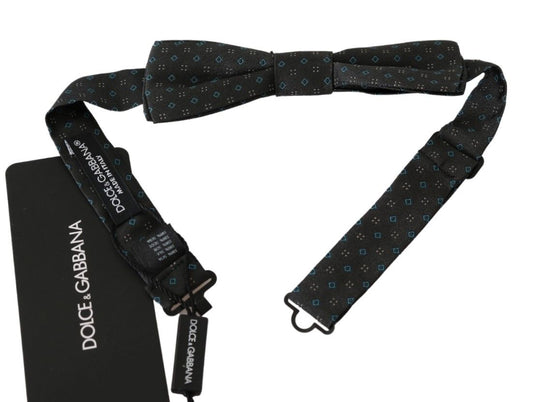 Dolce &amp; Gabbana Grau gemusterte Herrenkrawatte Papillon 100% Seide Fliege