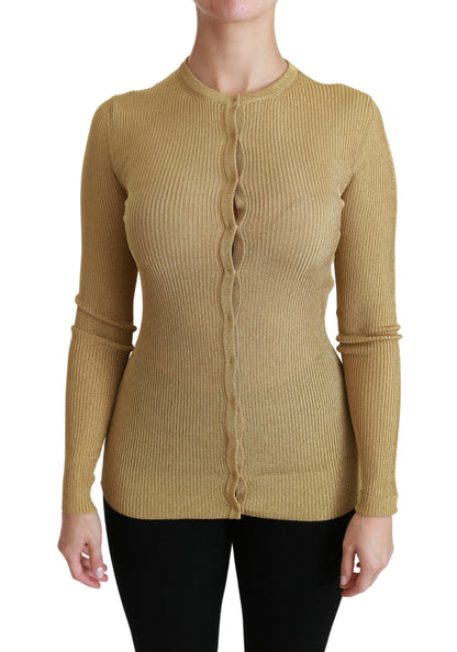 Dolce &amp; Gabbana Goldener Langarm-Cardigan aus Viskose