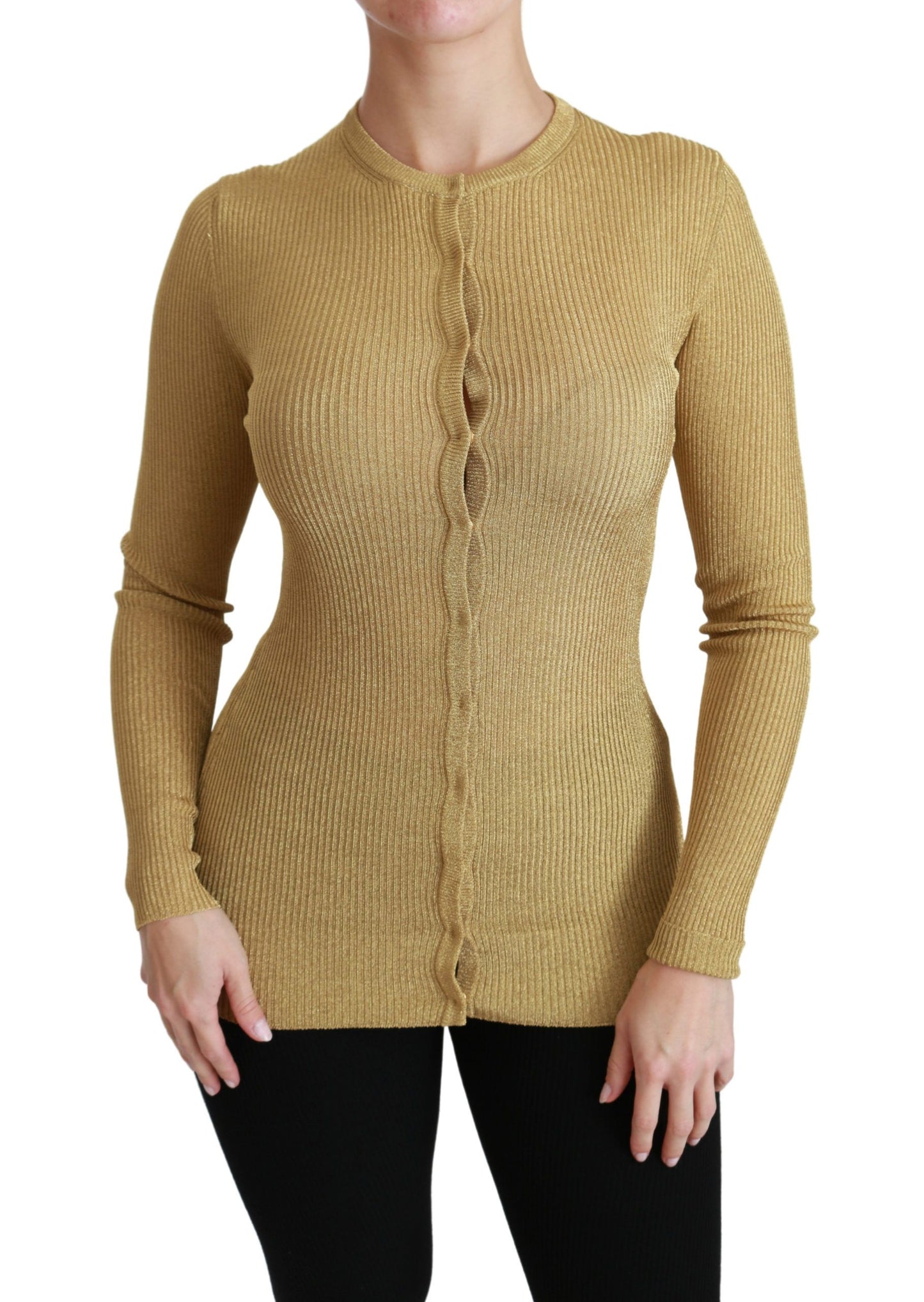 Dolce &amp; Gabbana Goldener Langarm-Cardigan aus Viskose