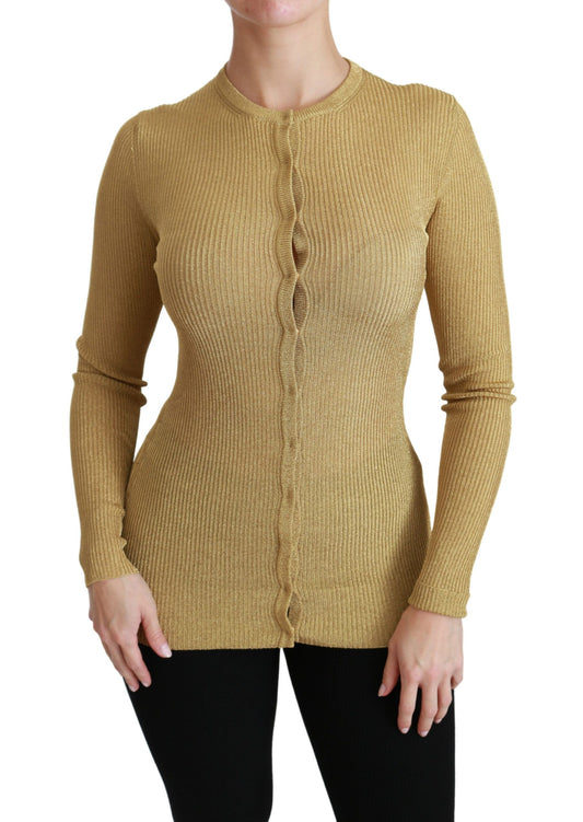Dolce &amp; Gabbana Goldener Langarm-Cardigan aus Viskose
