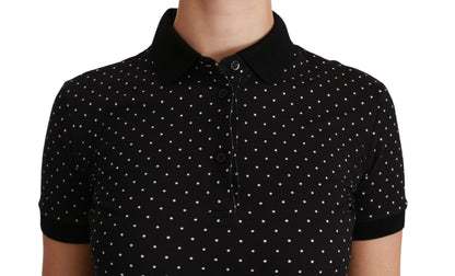 Dolce &amp; Gabbana – Schwarzes Poloshirt aus Baumwolle mit gepunktetem Kragen
