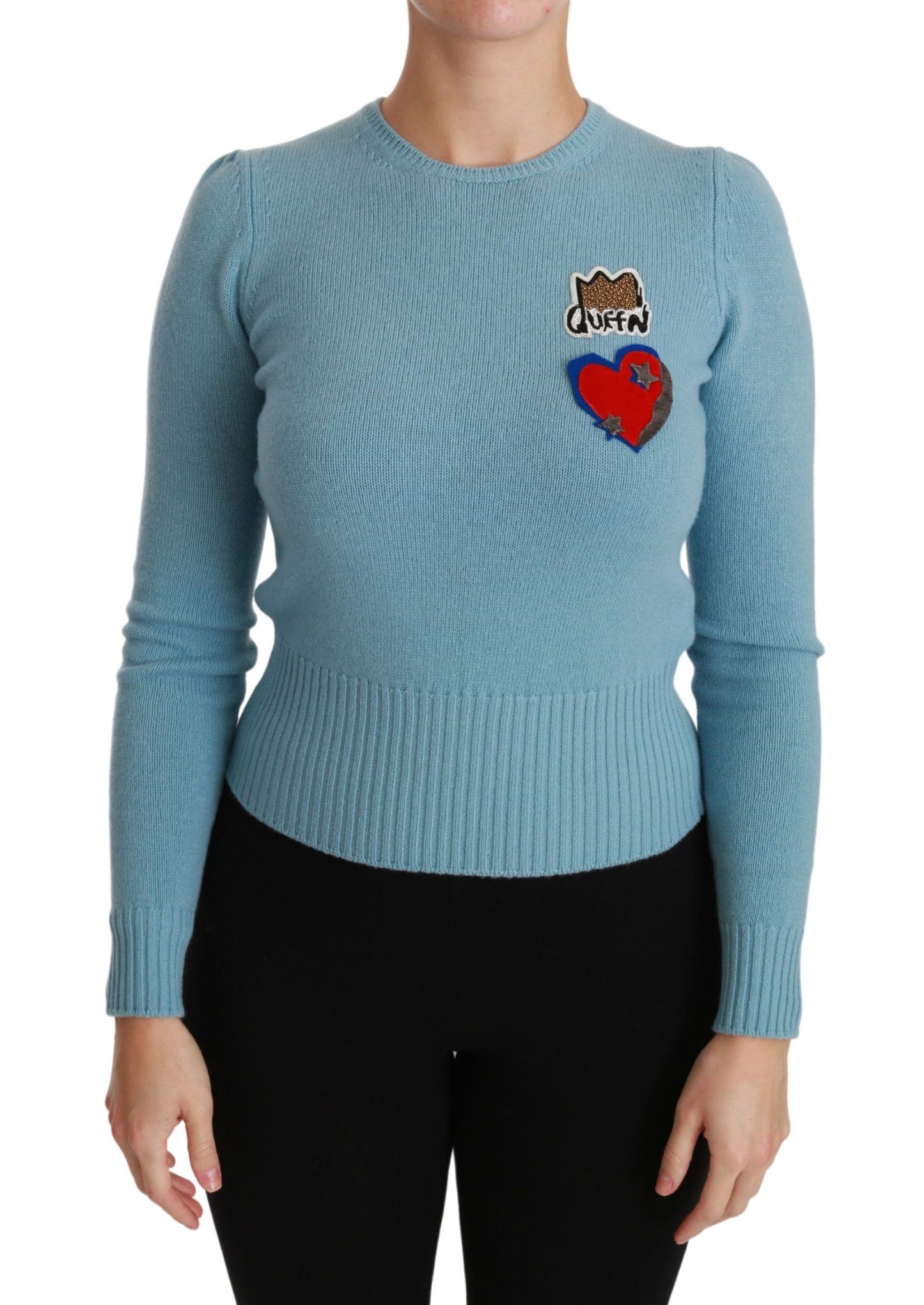 Dolce &amp; Gabbana – Blauer Wollpullover mit Queen-Herz