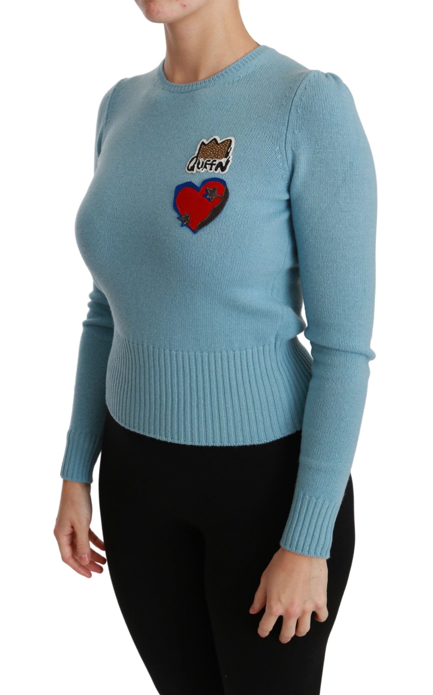 Dolce &amp; Gabbana – Blauer Wollpullover mit Queen-Herz