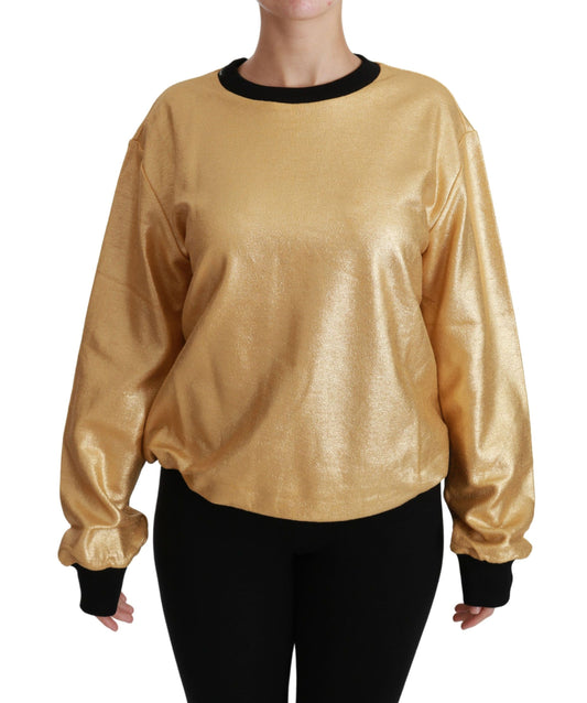 Dolce &amp; Gabbana Goldfarbener Pullover mit Rundhalsausschnitt aus Baumwolle