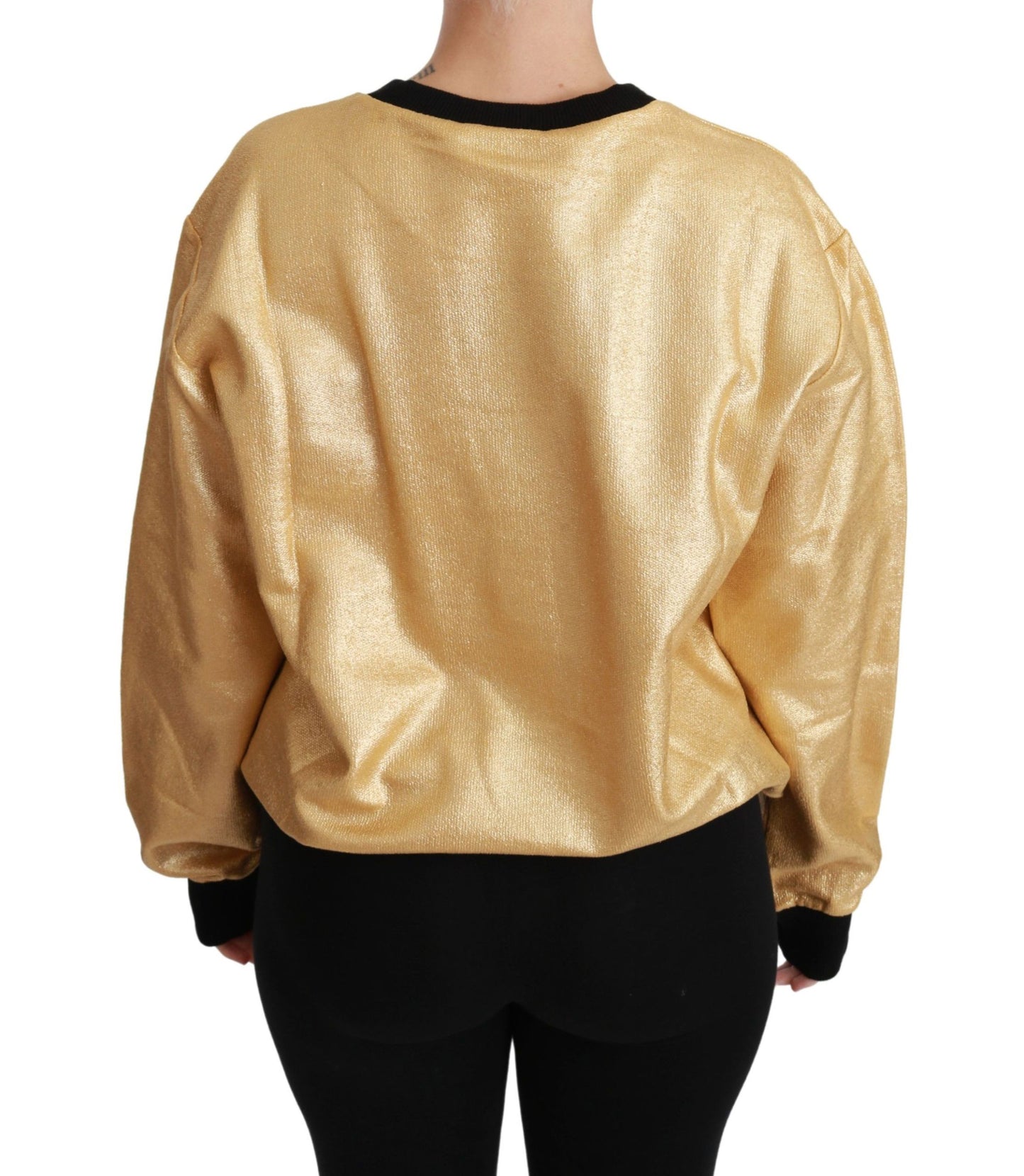 Dolce &amp; Gabbana Goldfarbener Pullover mit Rundhalsausschnitt aus Baumwolle