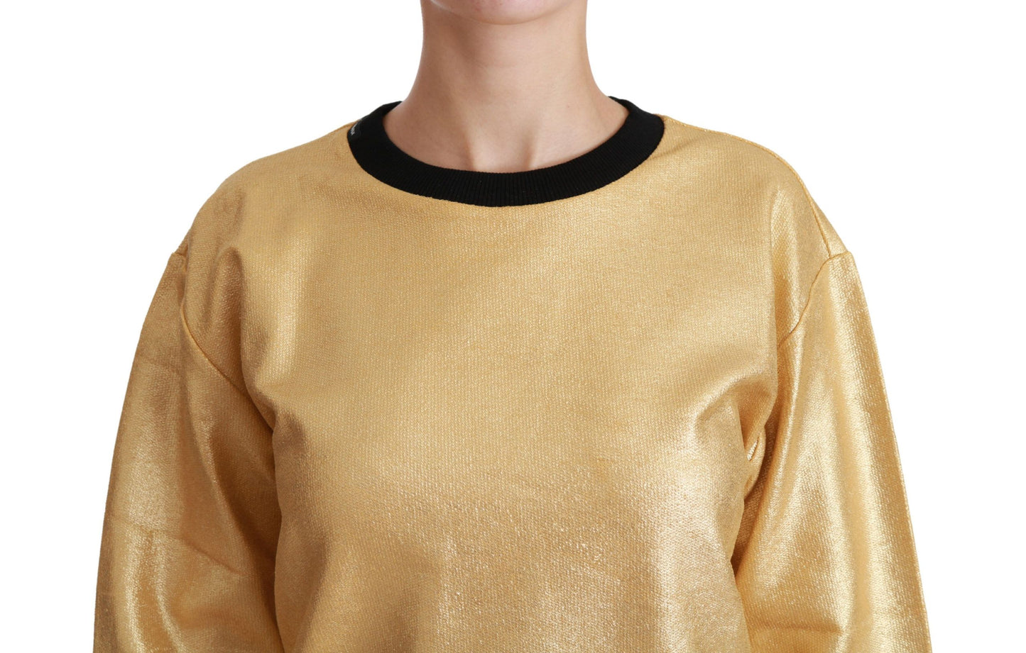 Dolce &amp; Gabbana Goldfarbener Pullover mit Rundhalsausschnitt aus Baumwolle