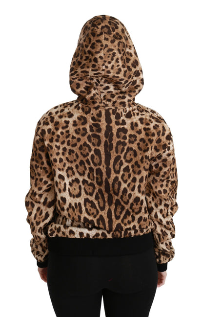 Dolce &amp; Gabbana Brauner Ayers-Pullover mit Leopardenmuster und Kapuze