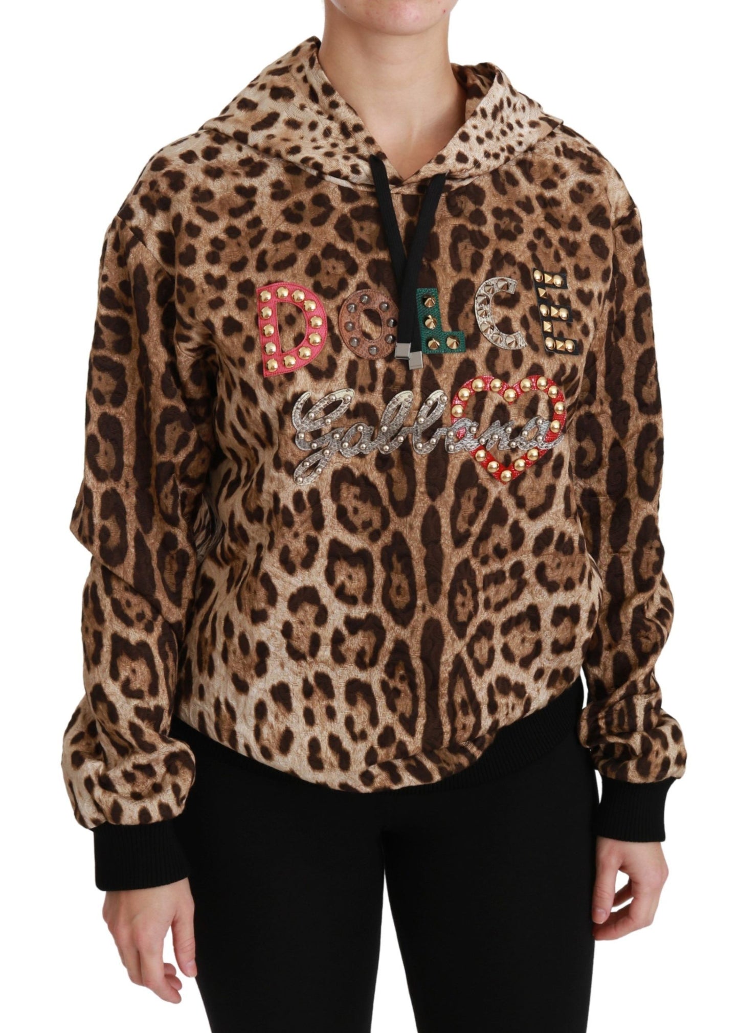 Dolce &amp; Gabbana Brauner Ayers-Pullover mit Leopardenmuster und Kapuze