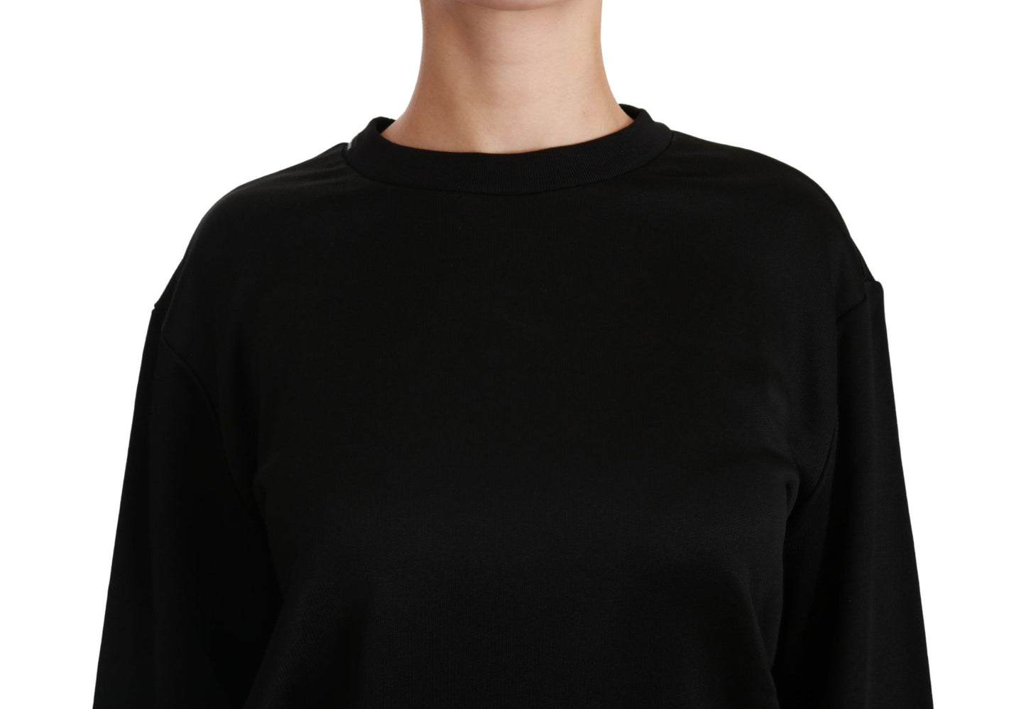 Dolce &amp; Gabbana – Schwarzer Pullover mit Rundhalsausschnitt aus Baumwolle