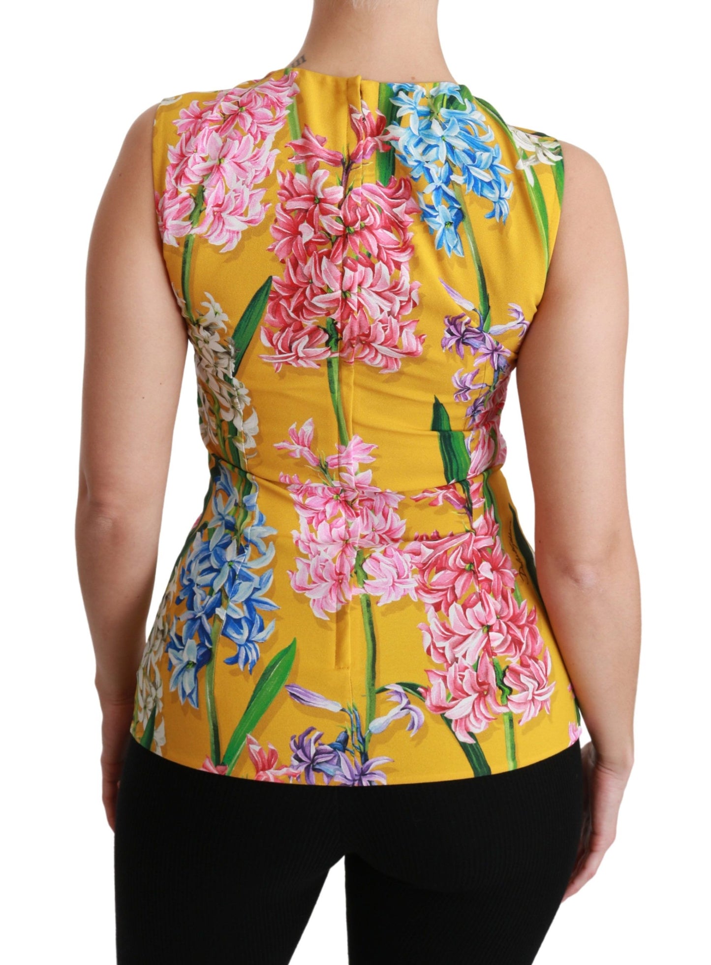 Dolce &amp; Gabbana Gelbe Tankbluse mit Stretch-Oberteil und Blumenmuster