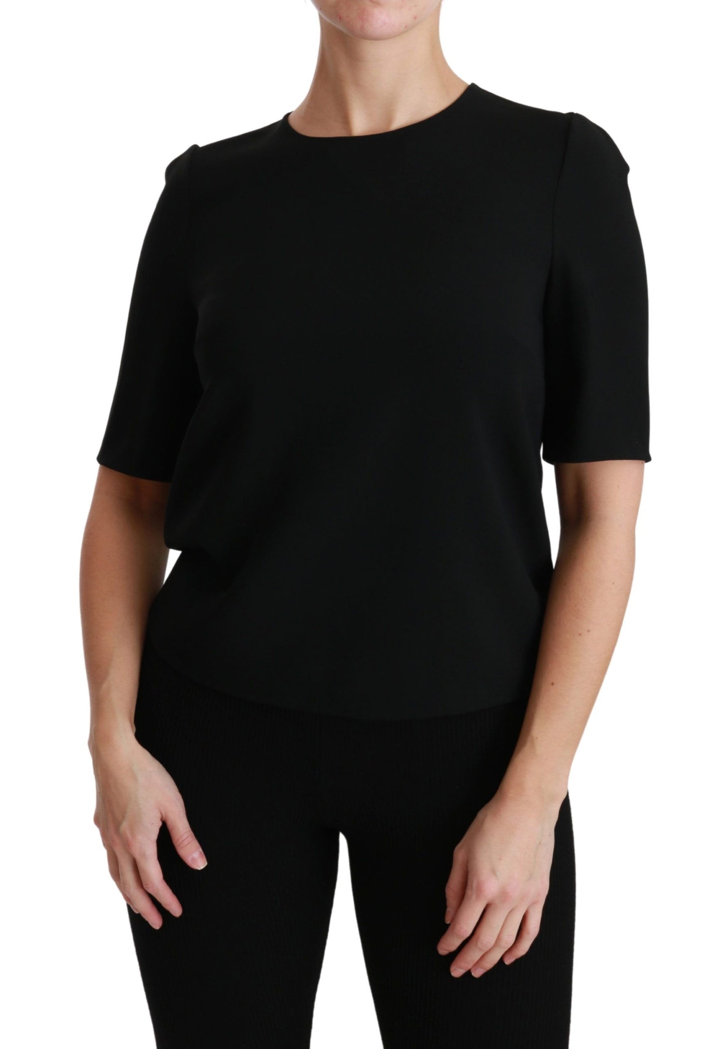 Dolce &amp; Gabbana Schwarze, kurzärmlige Freizeit-Stretchbluse