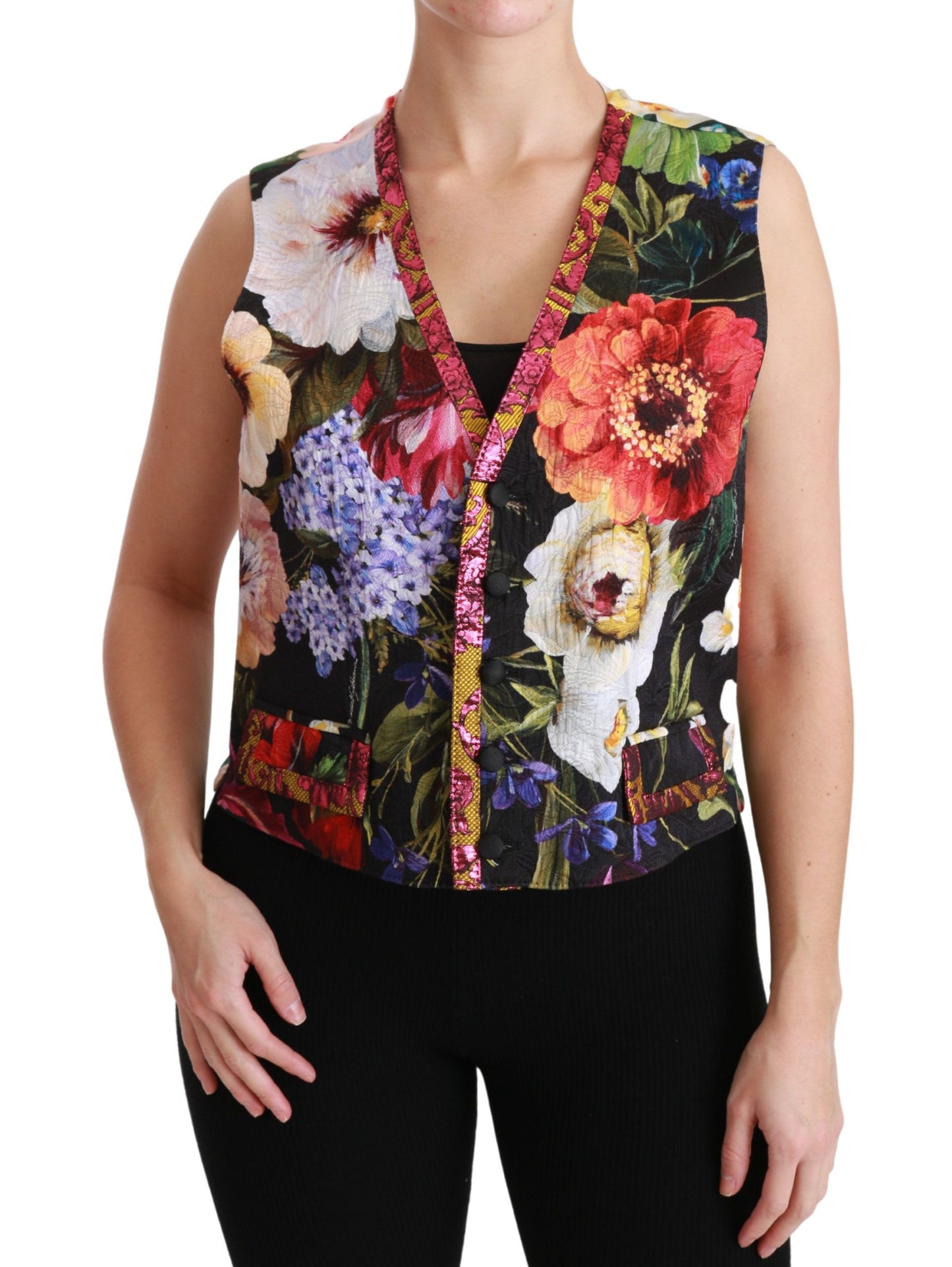 Dolce &amp; Gabbana Mehrfarbige Weste mit Blumenmuster, ärmellos