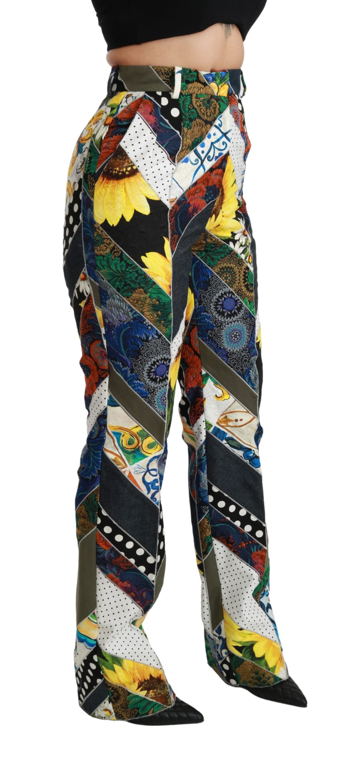 Dolce &amp; Gabbana – Gerade geschnittene Hose mit mehrfarbigem Print und hoher Taille