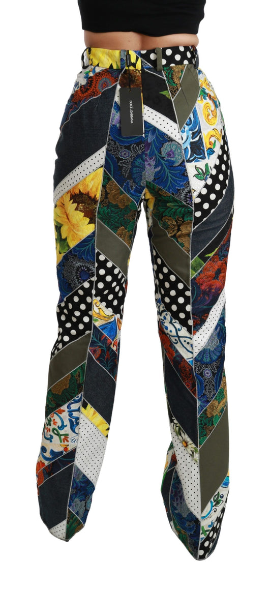 Dolce &amp; Gabbana – Gerade geschnittene Hose mit mehrfarbigem Print und hoher Taille