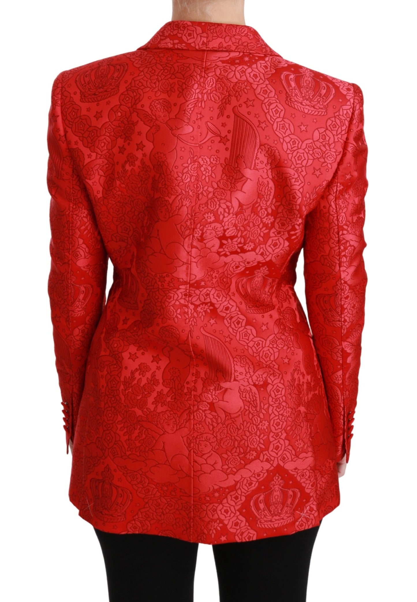 Dolce &amp; Gabbana Roter Blazer mit Blumenmuster und Engelsmuster