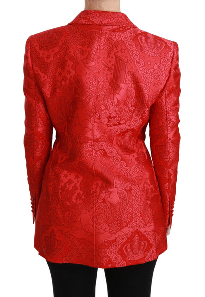 Dolce &amp; Gabbana Roter Blazer mit Blumenmuster und Engelsmuster