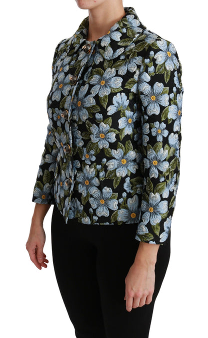 Dolce &amp; Gabbana Mehrfarbiger Blazermantel mit Blumenmuster, Polyesterjacke