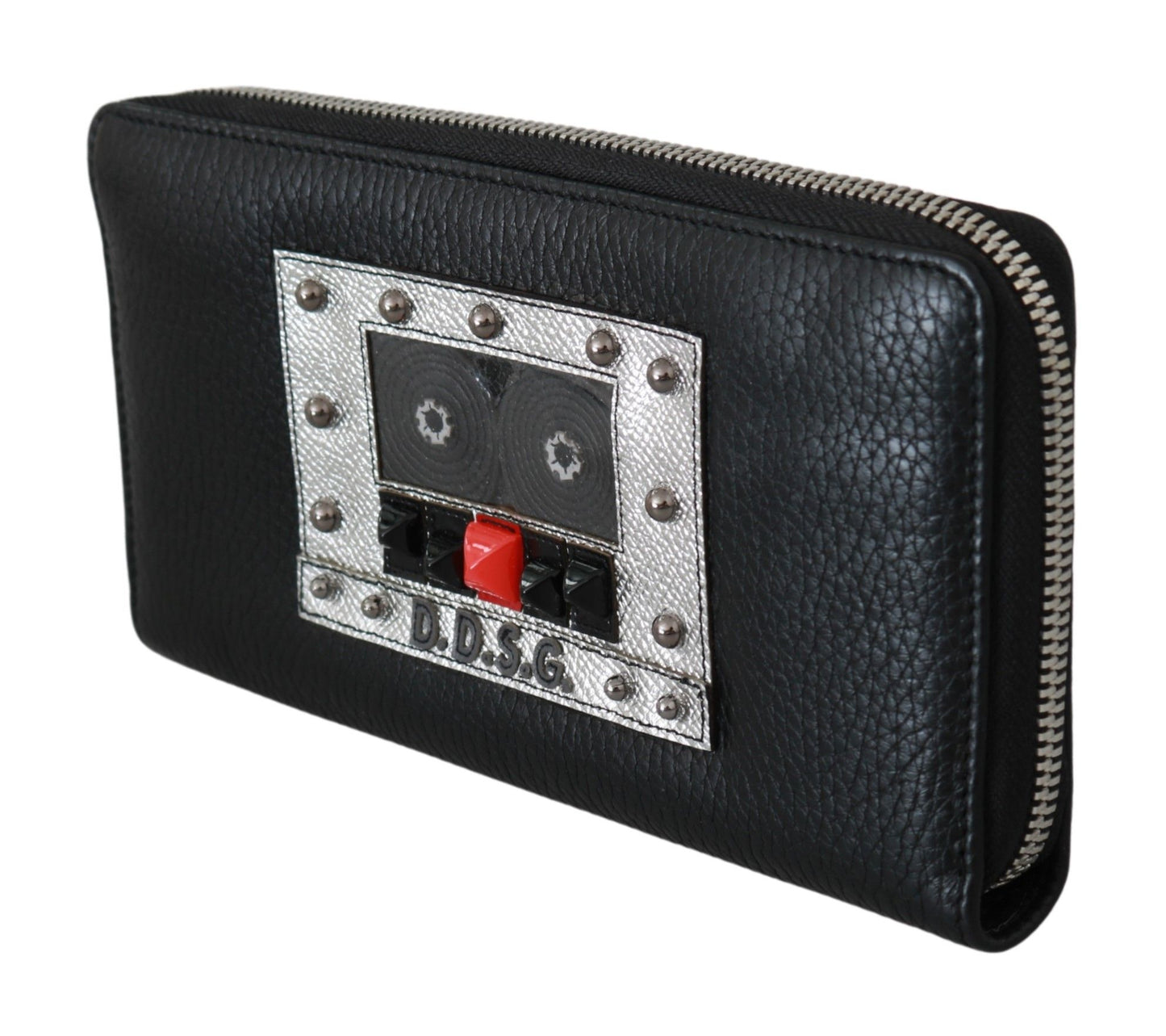 Dolce &amp; Gabbana Schwarze Herren-Geldbörse mit Reißverschluss, kontinentales Design, 100 % Leder