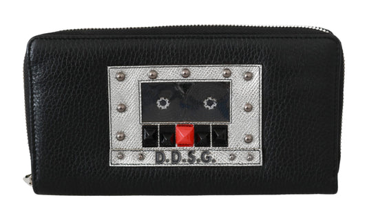 Dolce & Gabbana Schwarze Herren-Geldbörse mit Reißverschluss, kontinentales Design, 100 % Leder
