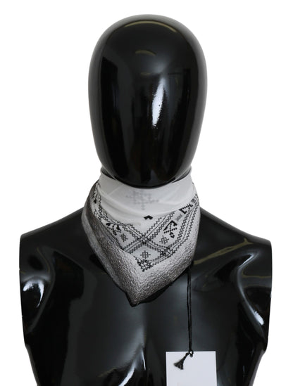Costume National – Weißer bedruckter Bandana-Baumwollschal