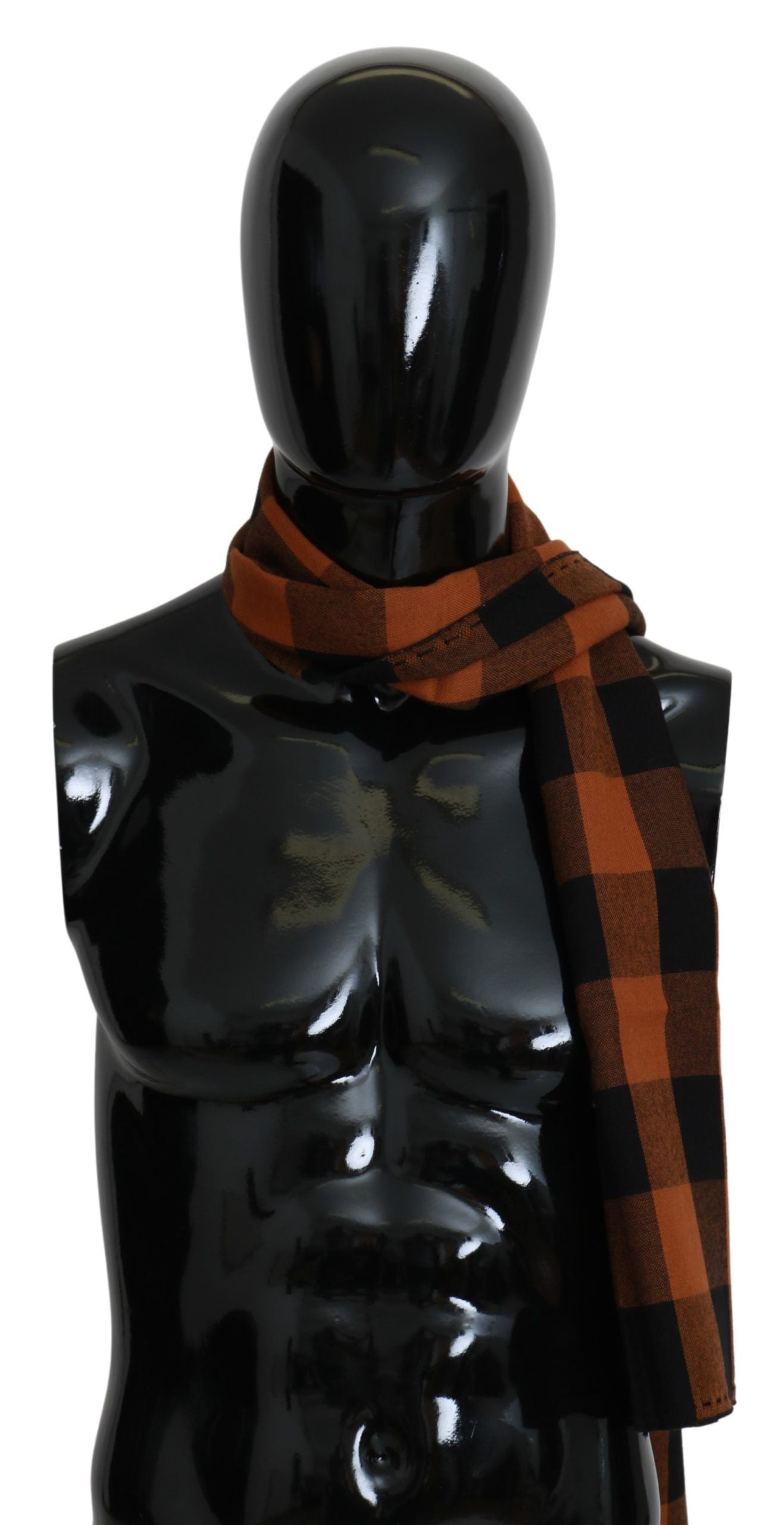 Costume National – Halstuch mit orangefarbenem Karomuster