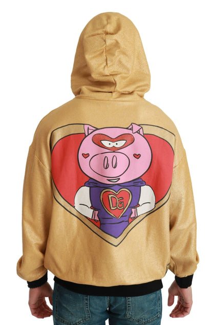 Dolce &amp; Gabbana Goldener Kapuzenpullover „Schwein des Jahres“