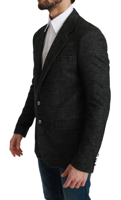 Dolce &amp; Gabbana – Grau karierter Slim Fit-Jackenblazer