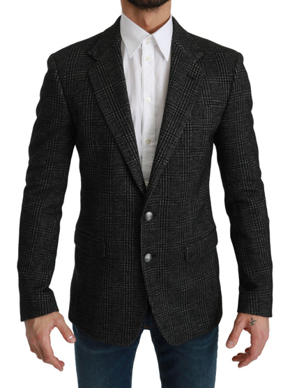 Dolce &amp; Gabbana – Grau karierter Slim Fit-Jackenblazer