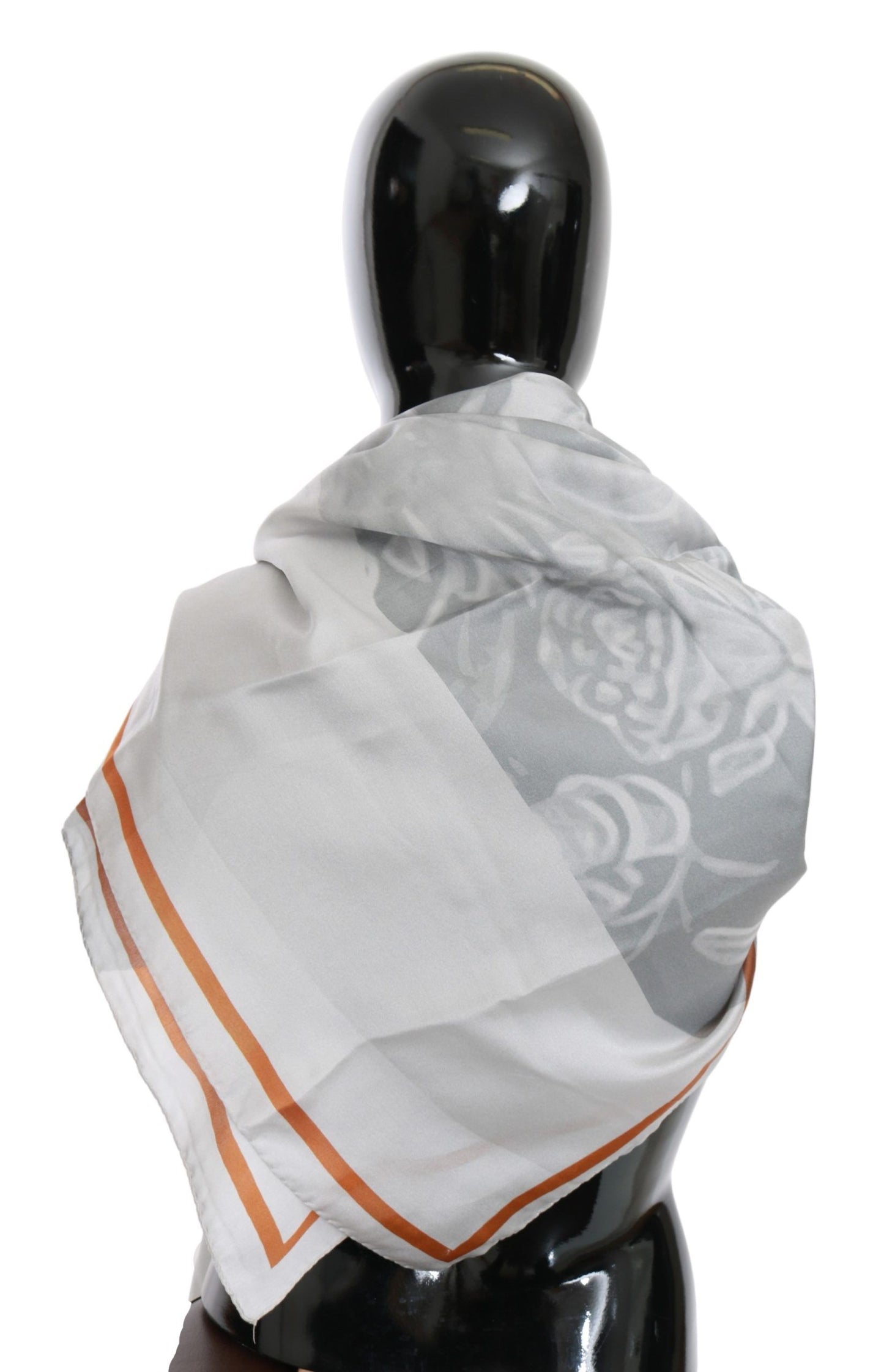 Costume National Grau Rot Seidenschal Foulard Wickelschal