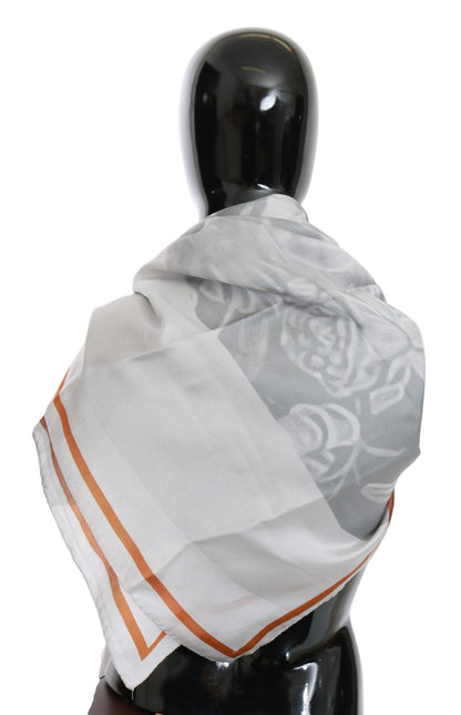 Costume National Grau Rot Seidenschal Foulard Wickelschal