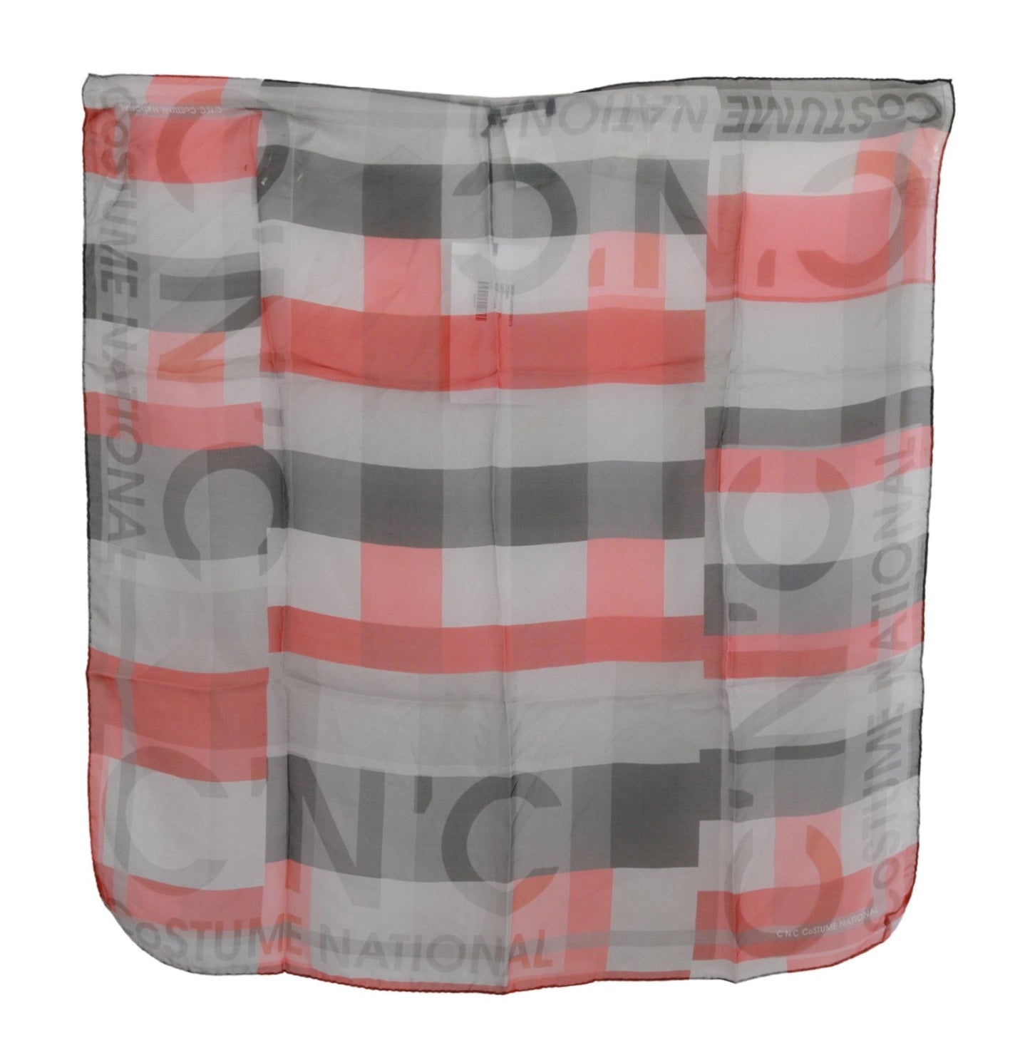 Costume National – Roter Markenschal aus 100 % Seide, Grau
