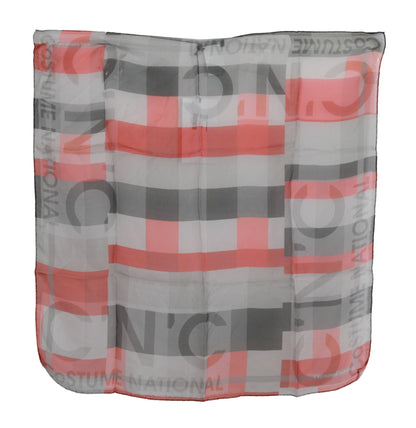 Costume National – Roter Markenschal aus 100 % Seide, Grau