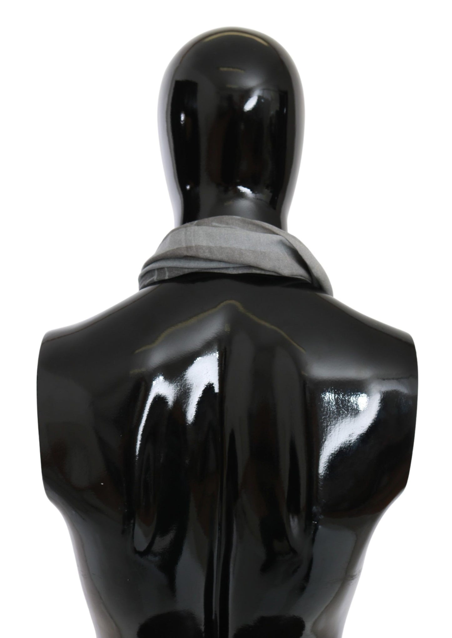 GF Ferre Grauer Foulard aus Wolle und Viskose mit gemustertem Markenschal