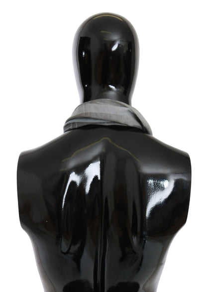 GF Ferre Grauer Foulard aus Wolle und Viskose mit gemustertem Markenschal