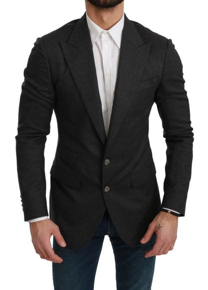 Dolce &amp; Gabbana Grauer NAPOLI Slim Fit Blazer aus Wolle