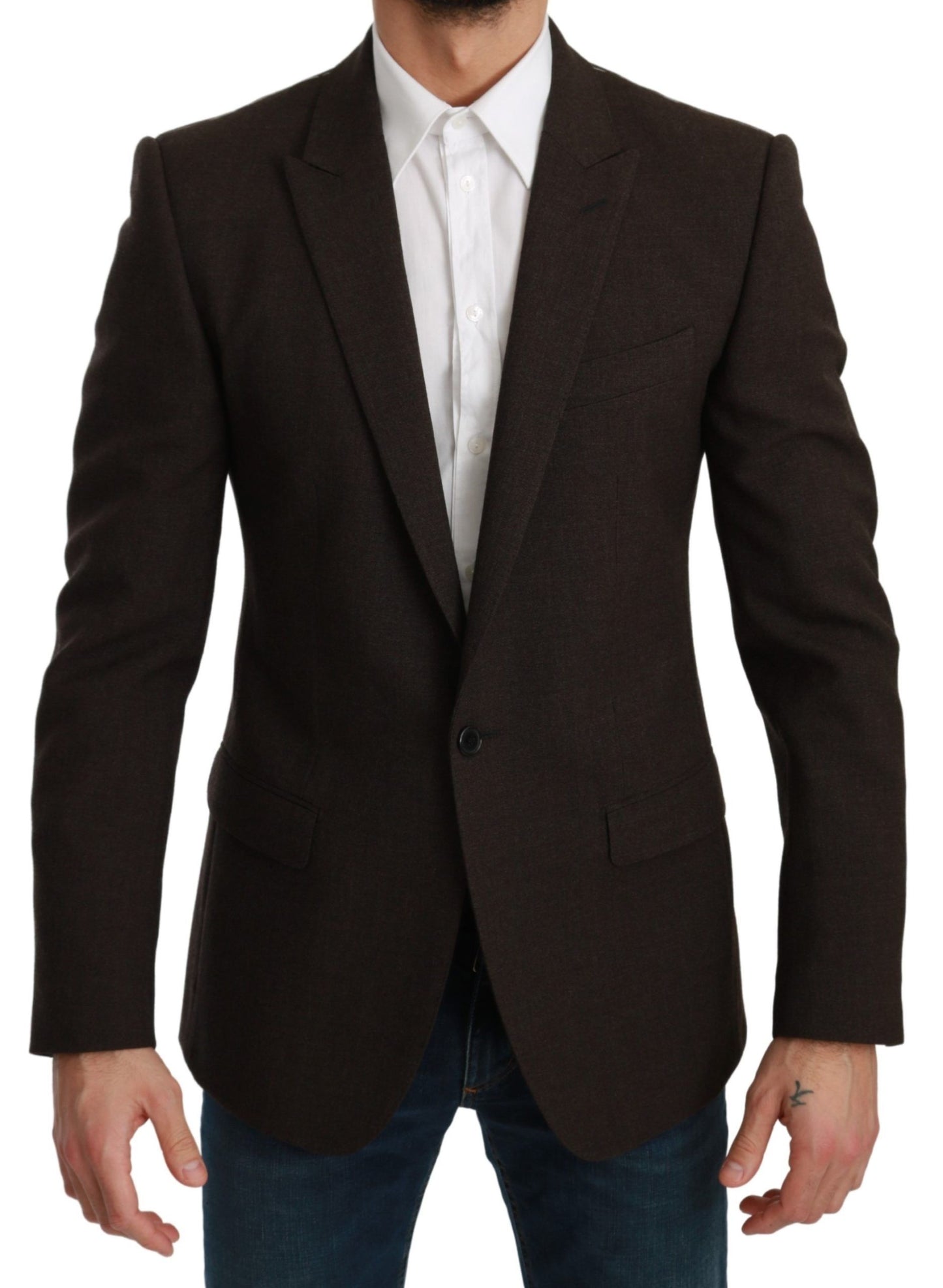 Dolce &amp; Gabbana Braune Slim Fit Manteljacke MARTINI Blazer