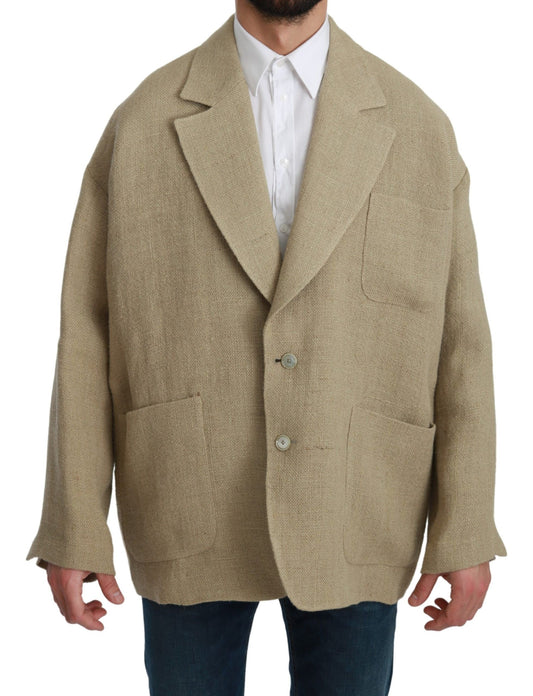 Dolce &amp; Gabbana Beige Jacke Mantel 100 % Jute Blazer Mantel