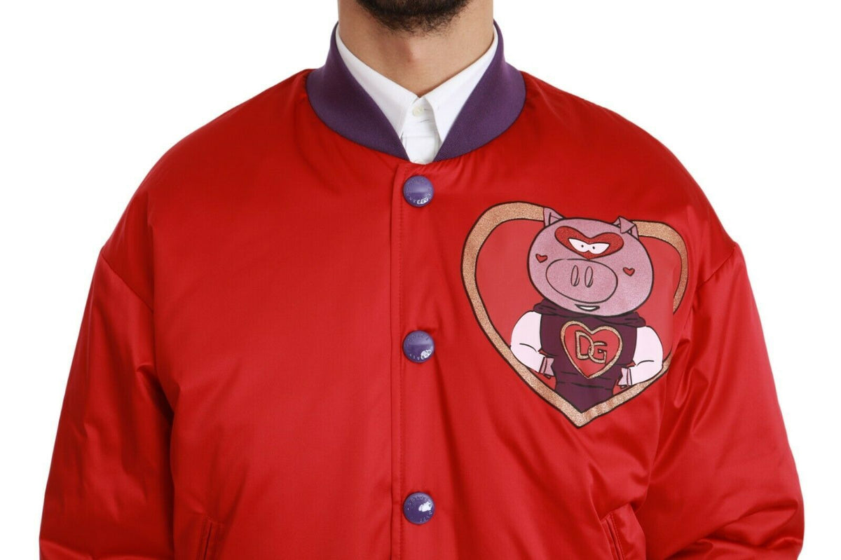 Dolce &amp; Gabbana Rote Bomberjacke „YEAR OF THE PIG“