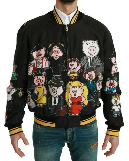 Dolce &amp; Gabbana Schwarze Bomberjacke „YEAR OF THE PIG“