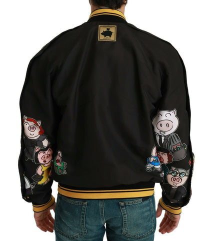 Dolce &amp; Gabbana Schwarze Bomberjacke „YEAR OF THE PIG“