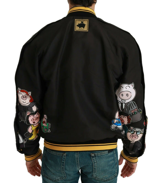 Dolce &amp; Gabbana Schwarze Bomberjacke „YEAR OF THE PIG“