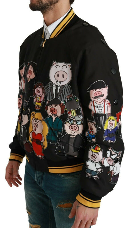 Dolce &amp; Gabbana Schwarze Bomberjacke „YEAR OF THE PIG“