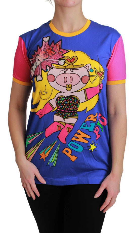 Dolce &amp; Gabbana Lila PIG SUPERGIRL Top Baumwoll-T-Shirt