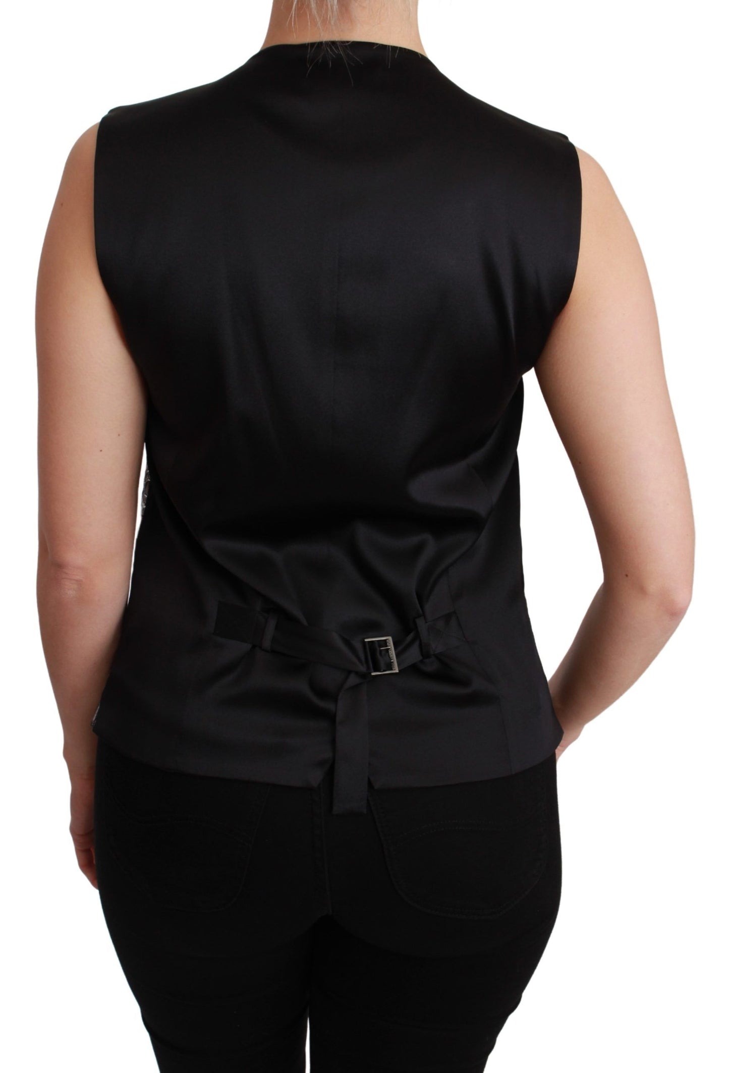 Dolce &amp; Gabbana, ärmelloses Metallic-Top aus silbernem Brokat