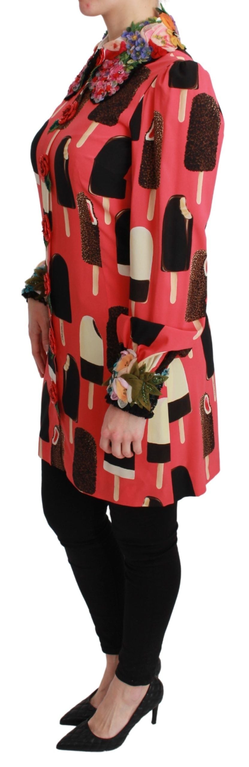 Dolce &amp; Gabbana – Paillettenkleid mit rosa Eiscreme-Rosen